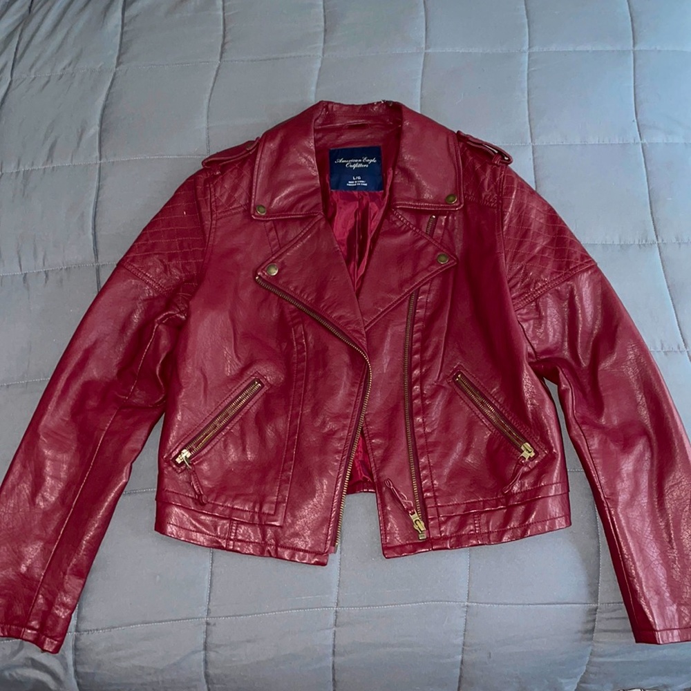 American Eagle Maroon Leather Jacket